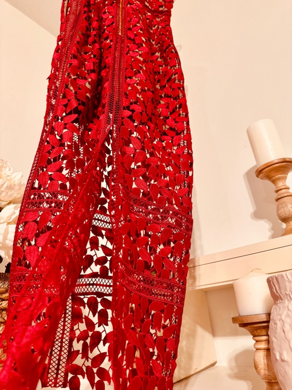 Self-Portrait Red Lace Slip Dress - Picture 9 of 15